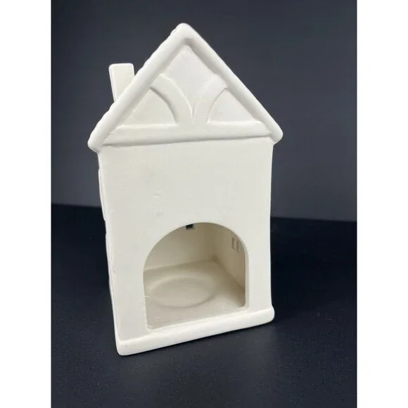 Crate & Barrel White Ceramic Two Story Village House Luminary Curved Roof - Picture 6 of 12